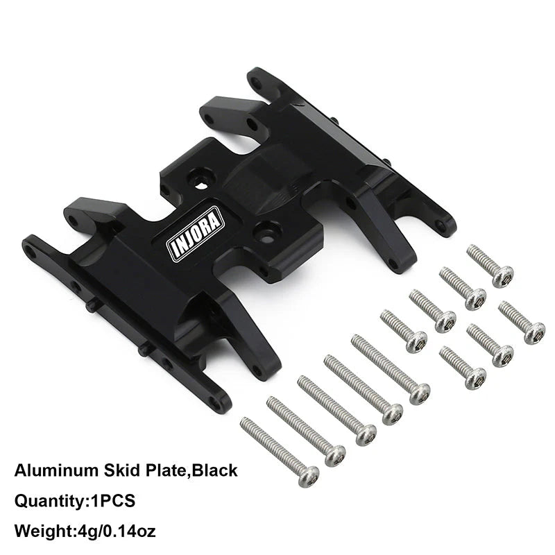 INJORA Aluminum Gearbox Transmission Skid Plate Black