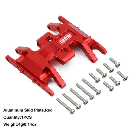 INJORA Aluminum Gearbox Transmission Skid Plate Red