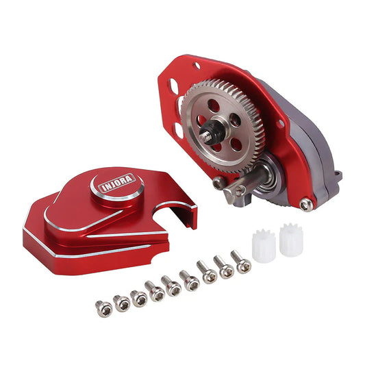 INJORA CNC Aluminum Transmission Gearbox Red