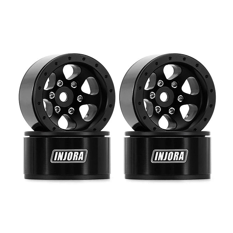 INJORA 1.0" Aluminum Beadlock Wheels 6 Spoke Black