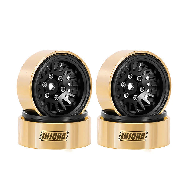 INJORA 1.0 Plus Multi Spoke Brass Beadlock Wheels Black