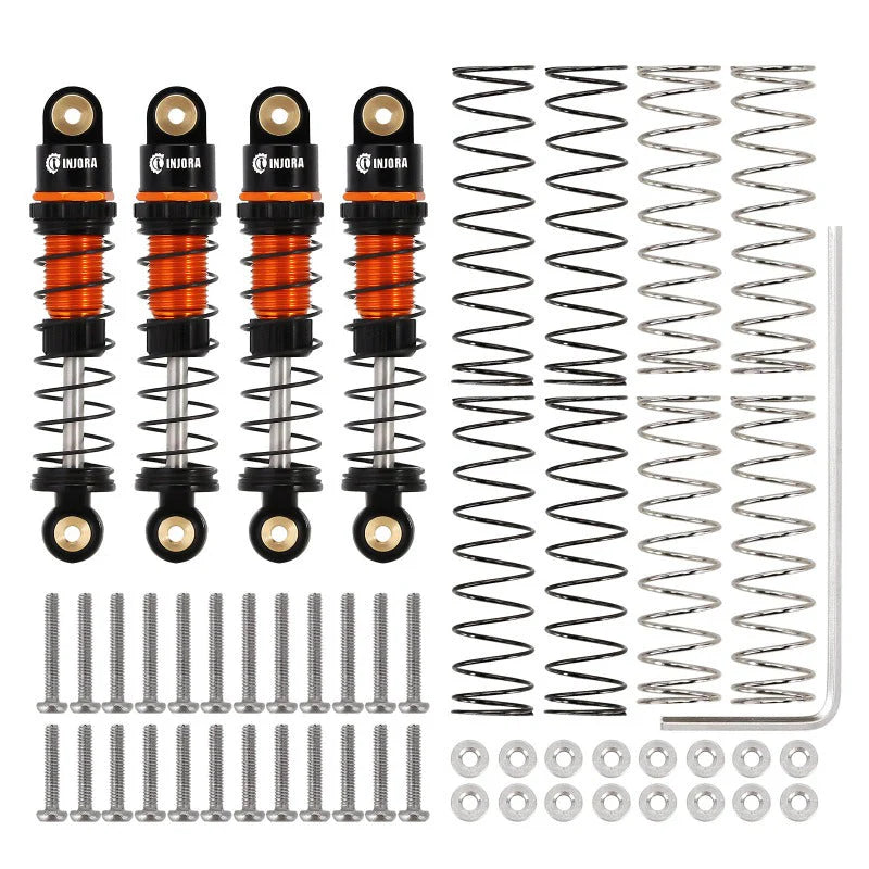 INJORA 39mm Aluminum Threaded Oil Shocks Orange