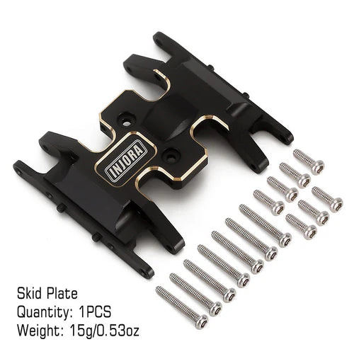 INJORA Brass Skid Plate Gearbox Transmission Mount Black