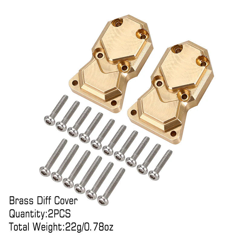 INJORA 11g/pcs Heavy Front Rear Brass Diff Covers Gold